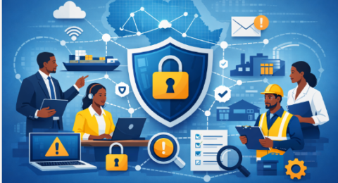 Cybersecurity in supply chain management illustration