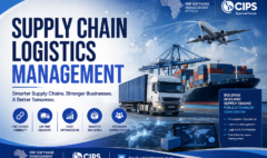 Logistics management promotional graphic.