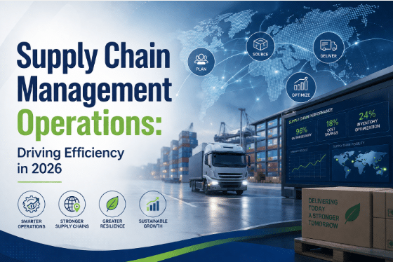 Supply chain management efficiency graphic
