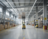 Warehouse with forklifts and boxes